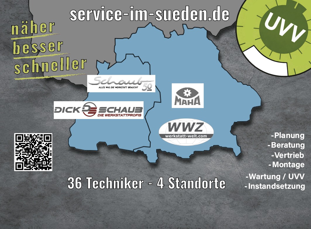 service-im-sueden.de – näher, besser, schneller. 36 Techniker, 4 Standorte. Planung, Beratung, Vertrieb, Montage, Wartung/UVV und Instandsetzung.